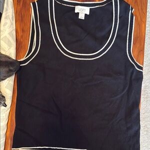 LOFT Black Sleeveless vest with White Trim